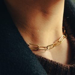 Gold Chunky Chain Link Necklace, Waterproof