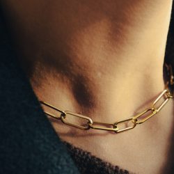 Gold Chunky Chain Link Necklace, Waterproof