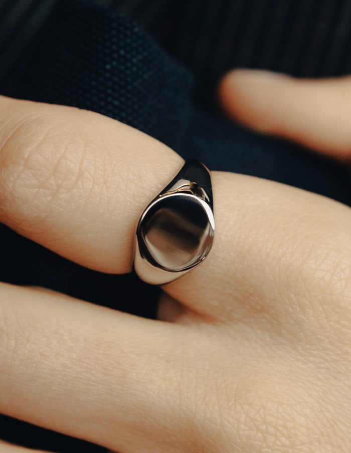 Silver Round Signet Ring, Waterproof