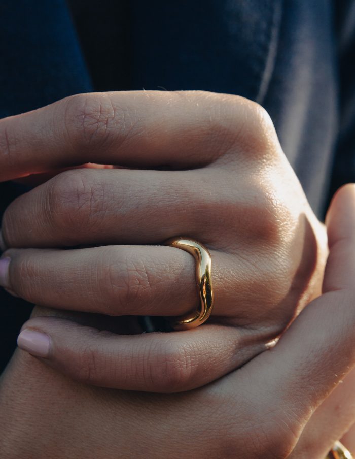 Gold Irregular Band Ring, Waterproof
