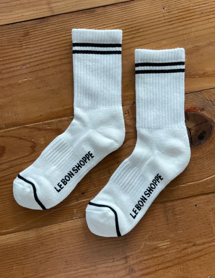 Classic White Boyfriend Socks, Le Bon Shoppe