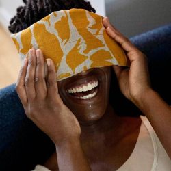 Printed Yellow Linen Eye Pillow, Blästa Henriët
