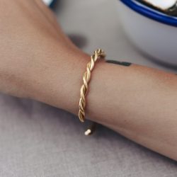 Gold Twist Cuff Bangle, Tarnish-Free Gold Plating