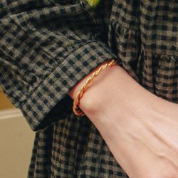 Gold Twist Cuff Bangle, Tarnish-Free Gold Plating