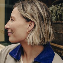Gold Ridge Twist Hoop Earrings, Tarnish-Free Gold Plating