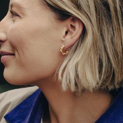 Gold Ridge Twist Hoop Earrings, Tarnish-Free Gold Plating