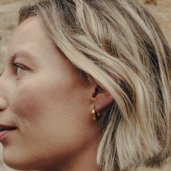 Gold Mini Crescent Hoop Earrings, Tarnish-Free Gold Plating