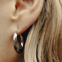 Silver Classic Hoop Earrings, Waterproof