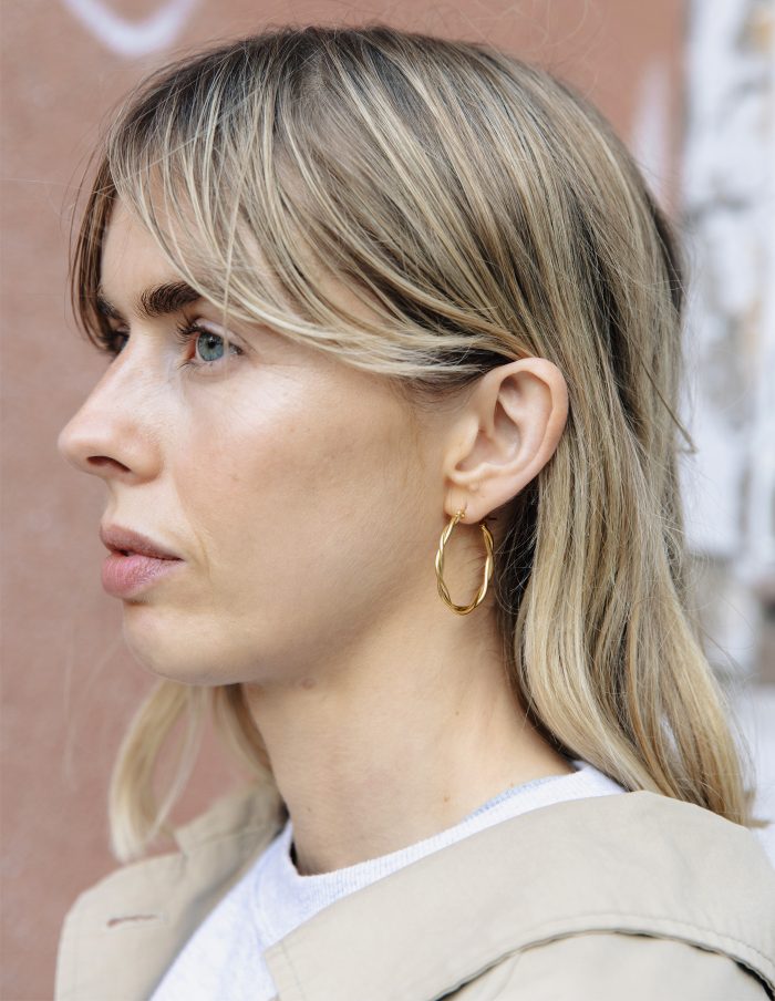 Gold Large Entwined Latch Hoop Earrings, Tarnish-Free Gold Plating