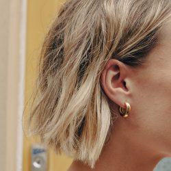 Gold Medium Leverback Bold Hoop Earrings, Tarnish-Free Gold Plating