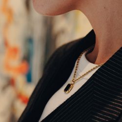 Gold Rope Chain Pendant Necklace, Waterproof