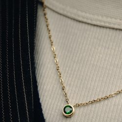 Gold Dainty Gemstone Necklace, Waterproof