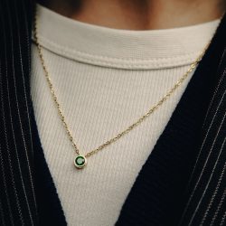 Gold Dainty Gemstone Necklace, Tarnish-Free Gold Plating