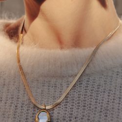 Gold Snake Chain Pendant Necklace, Waterproof