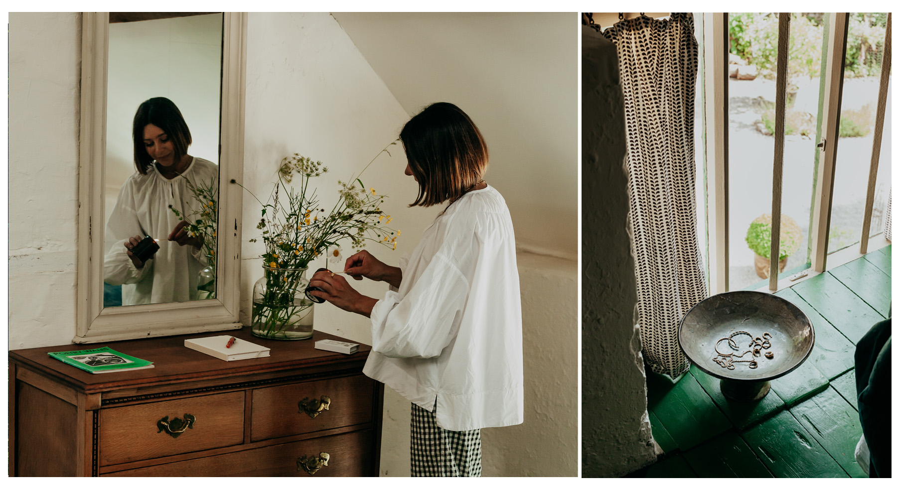 Dresser with Vase and Mirror