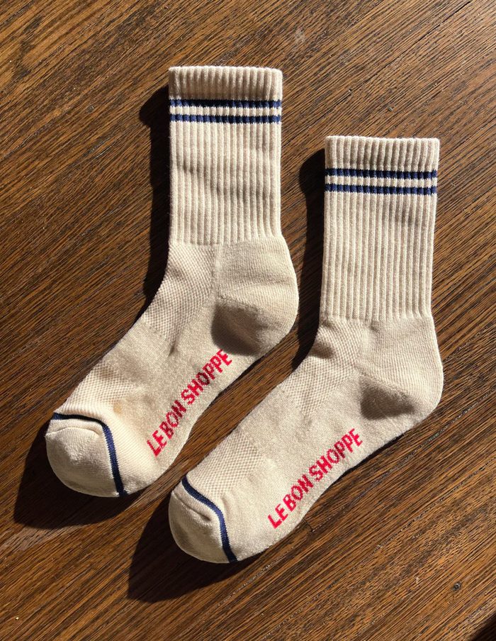 Cashew Cream Boyfriend Socks, Le Bon Shoppe