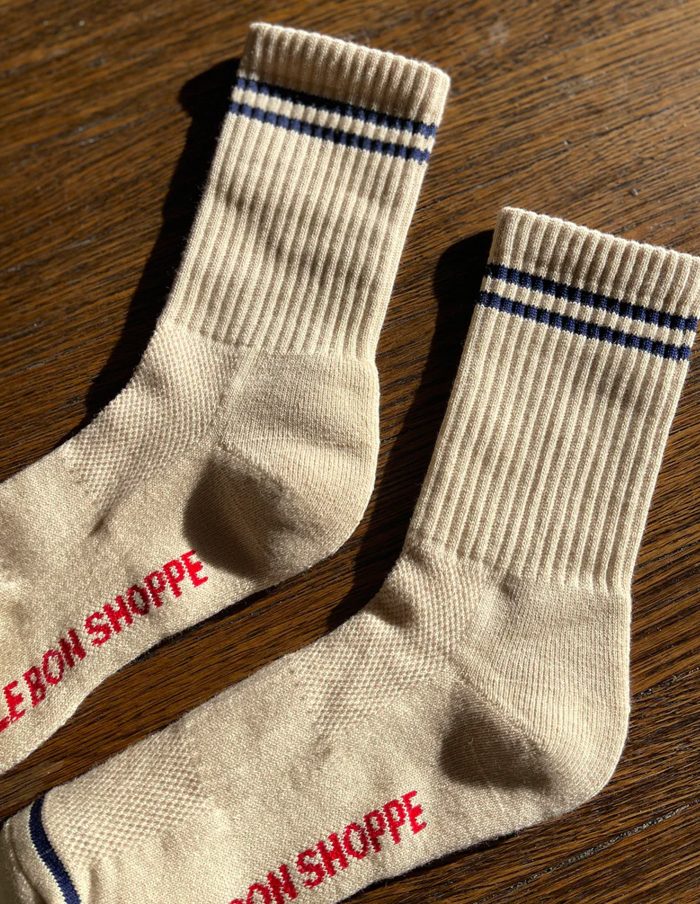 Cashew Cream Boyfriend Socks, Le Bon Shoppe