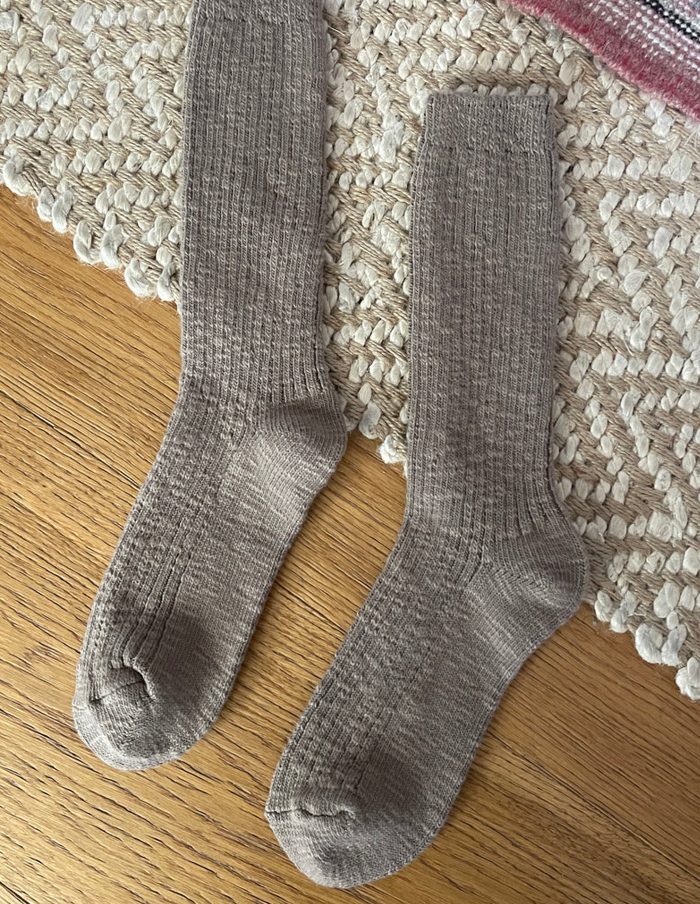 Flax Brown Cottage Socks, Le Bon Shoppe