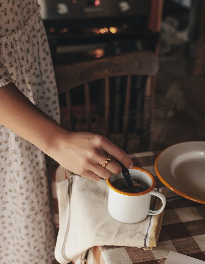 Mustard Rimmed Enamel Mug, 375ml