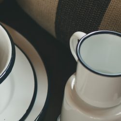 Navy Rimmed Enamel Espresso Cup, 130ml