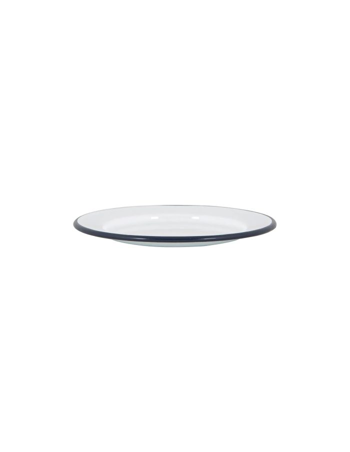 Navy Rimmed Enamel Side Plate, 20cm