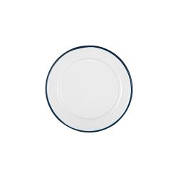 Navy Rimmed Enamel Side Plate, 20cm
