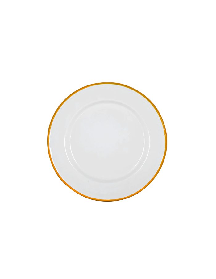 Mustard Rimmed Enamel Dinner Plate, 25cm