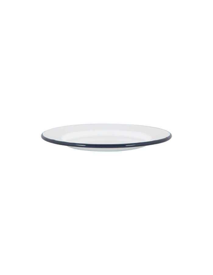 Navy Rimmed Enamel Dinner Plate, 25cm