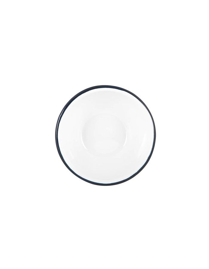 Navy Rimmed Enamel Bowl, 16cm