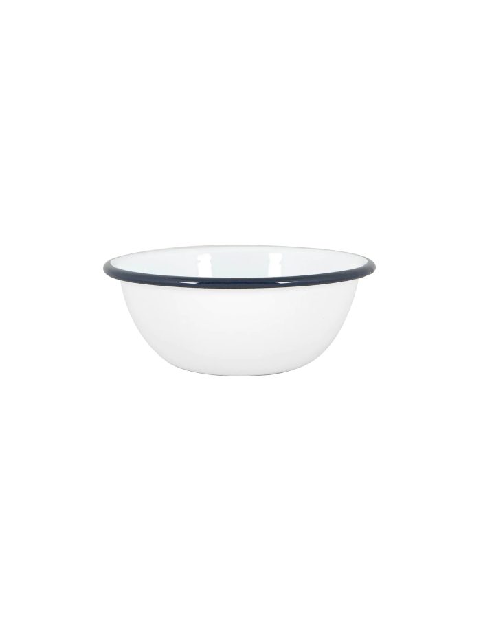 Navy Rimmed Enamel Bowl, 16cm