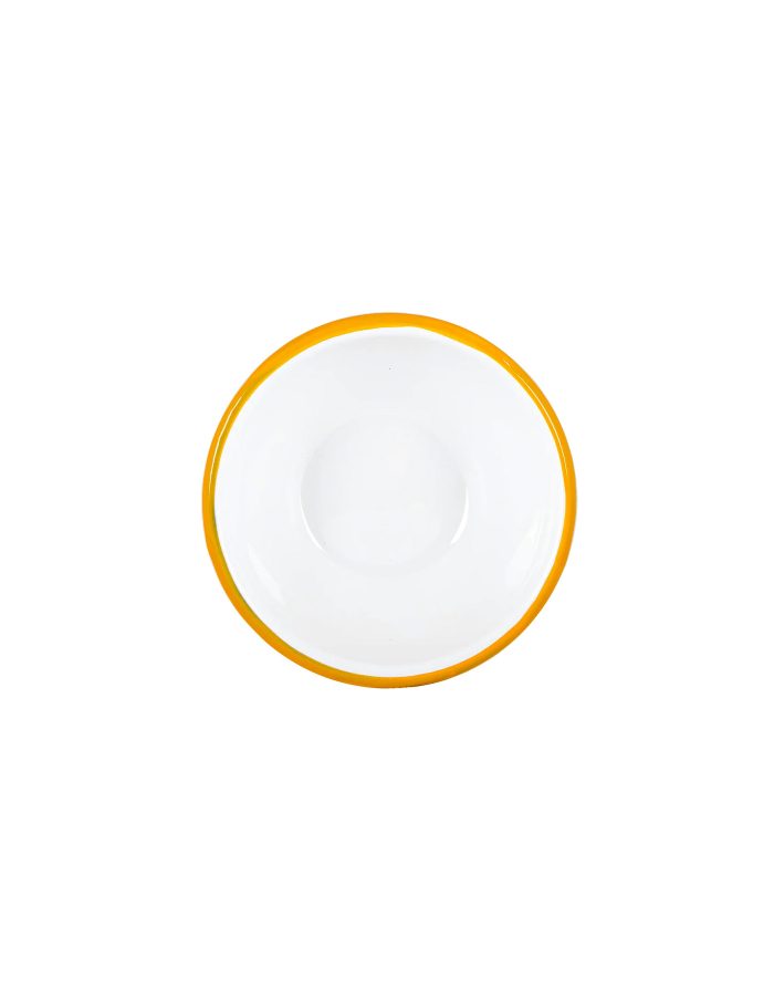 Mustard Rimmed Enamel Bowl, 16cm