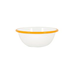 Mustard Rimmed Enamel Bowl, 16cm