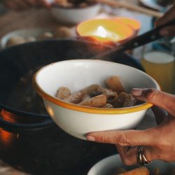 Mustard Rimmed Enamel Bowl, 16cm