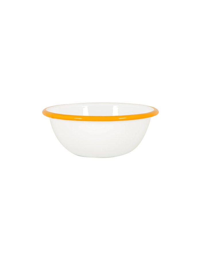 Mustard Rimmed Enamel Bowl, 16cm