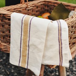 Sage Stripe Stonewashed Cotton Towel, Madam Stoltz