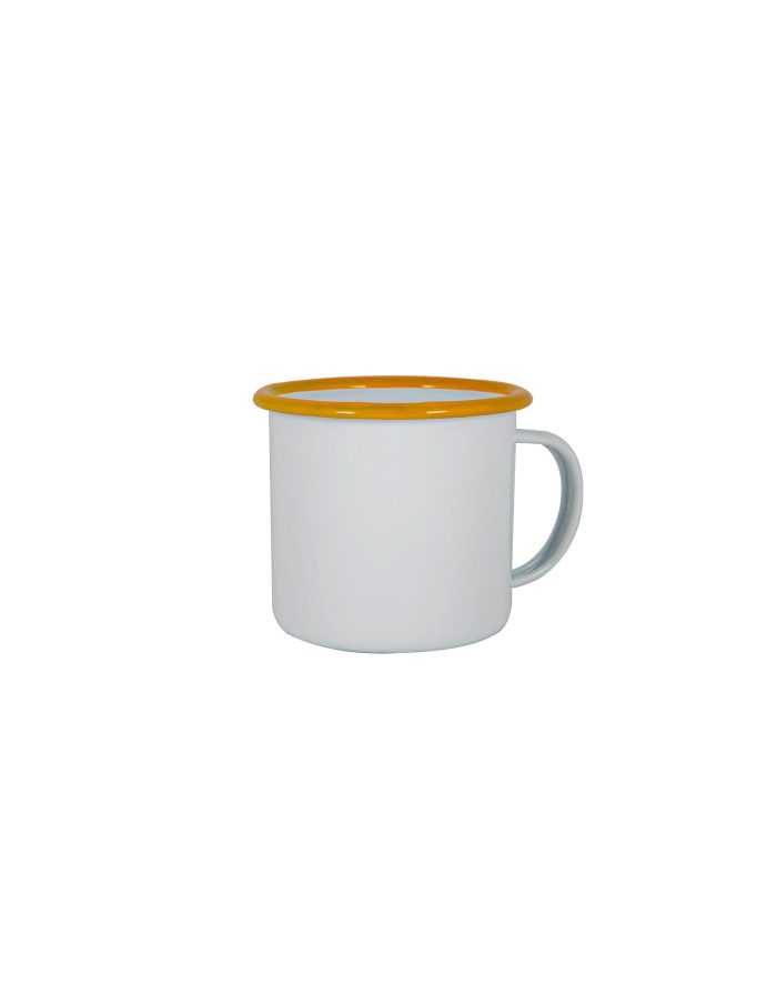 Mustard Rimmed Enamel Mug, 375ml