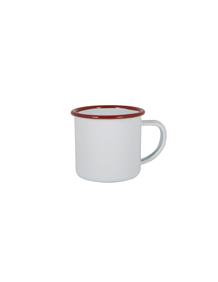 Burgundy Red Rimmed Enamel Mug, 375ml