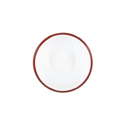 Burgundy Red Rimmed Enamel Bowl, 16cm