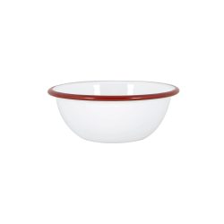 Burgundy Red Rimmed Enamel Bowl, 16cm