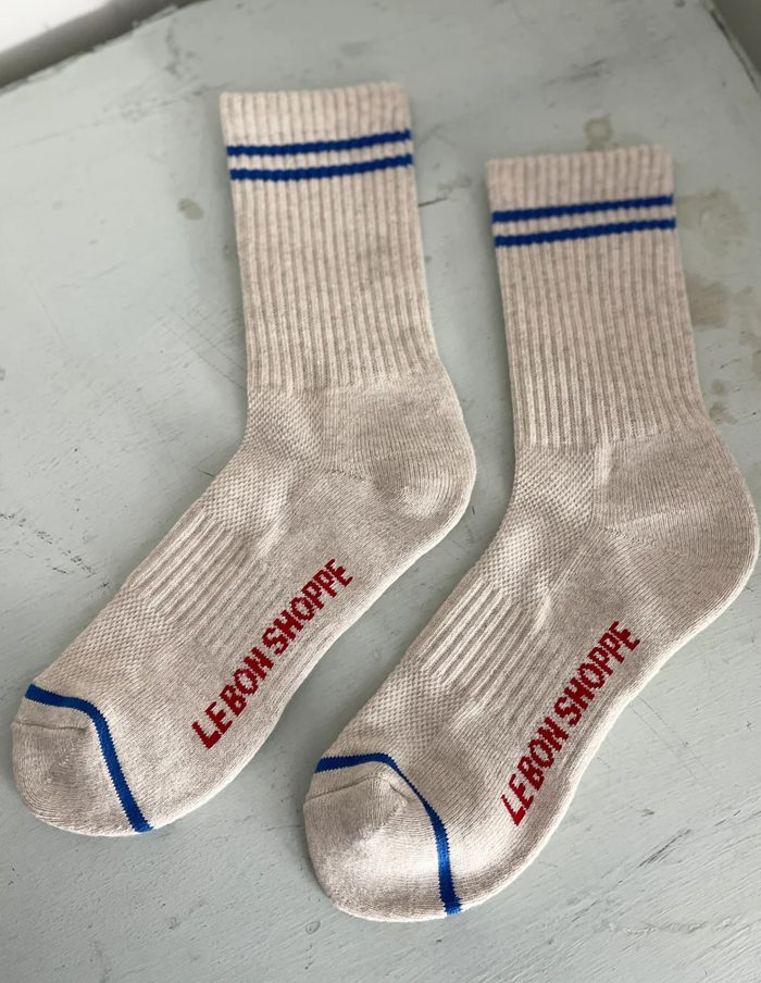 Ice Grey and Blue Boyfriend Socks, Le Bon Shoppe