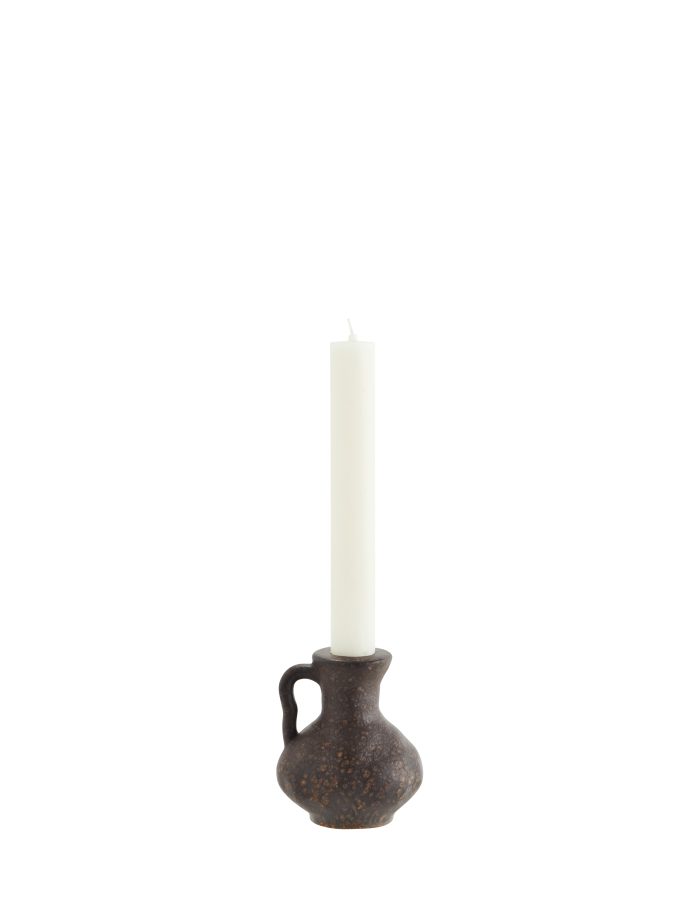 Dark Brown Stoneware Candle Holder, Madam Stoltz