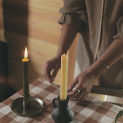 Dark Brown Stoneware Candle Holder, Madam Stoltz