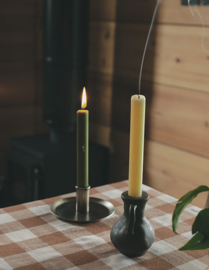 Dark Brown Stoneware Candle Holder, Madam Stoltz