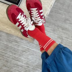 Coral Cotton Boyfriend Socks, Le Bon Shoppe