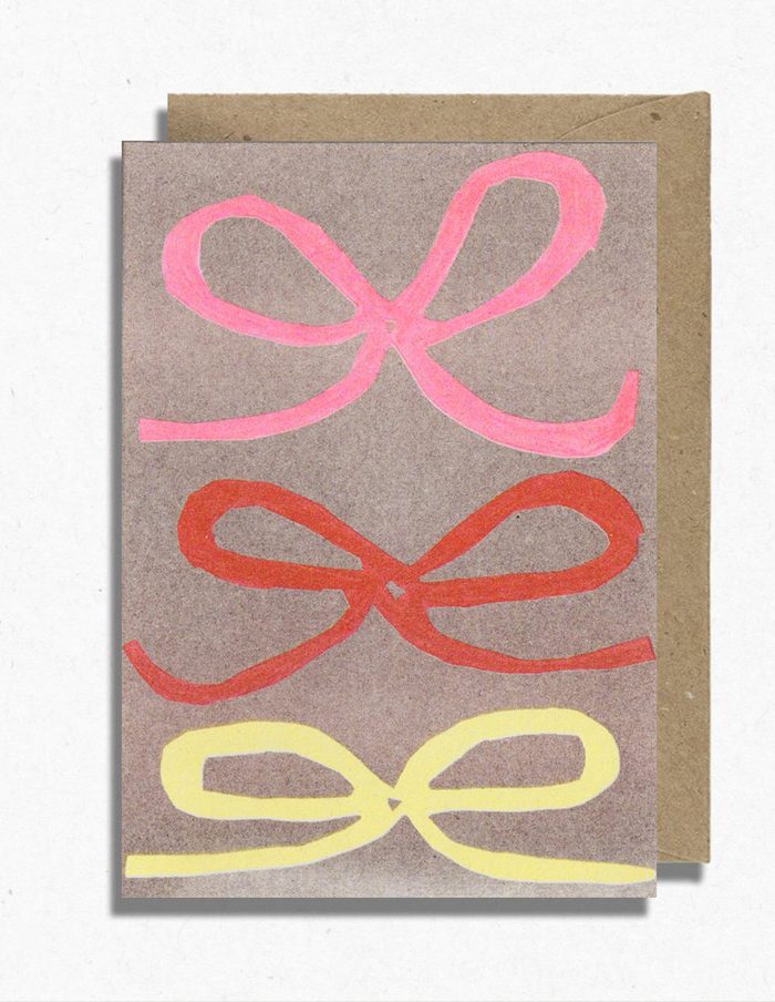 Three Bows Greeting Card, Hot Pink Press