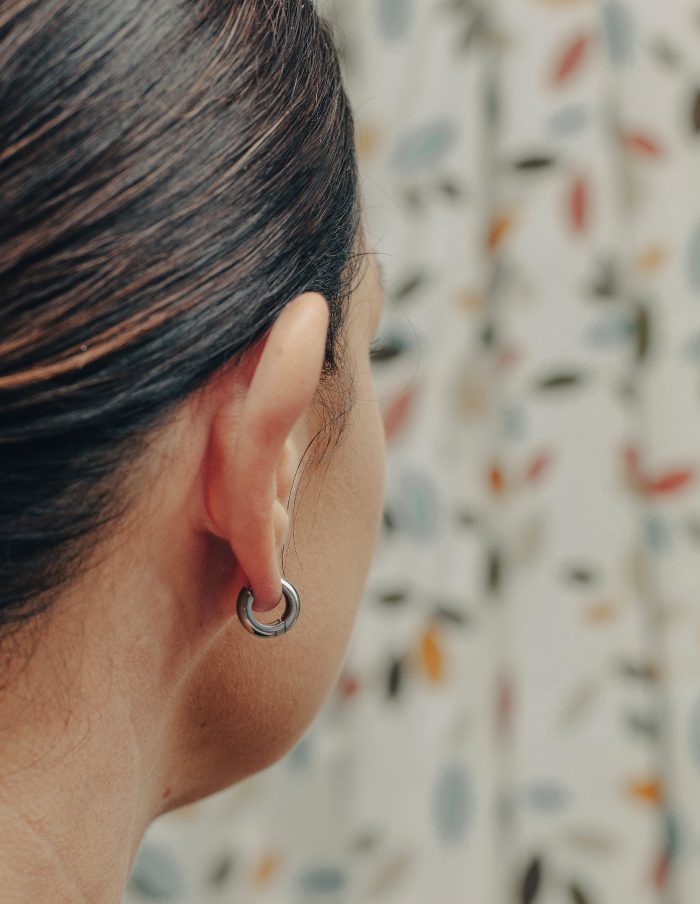 Silver Small Leverback Bold Hoop Earrings, Tarnish-Free Silver Plating