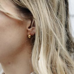Gold Large Stud Earrings, 8mm, Tarnish-Free Gold Plating