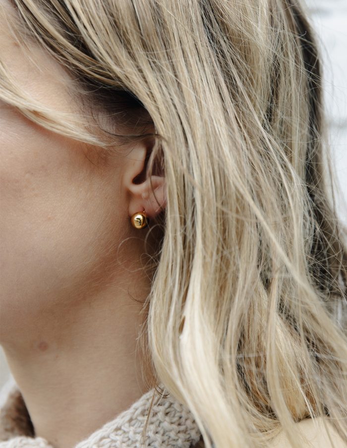 Gold Large Stud Earrings, 8mm, Tarnish-Free Gold Plating