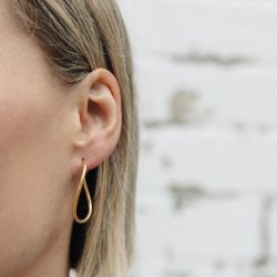 Gold Oval Fluid Hoop Earrings, Tarnish-Free Gold Plating