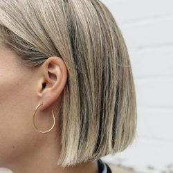 Gold Oval Fluid Hoop Earrings, Tarnish-Free Gold Plating